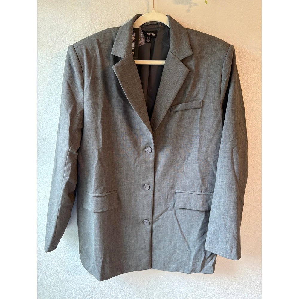 PrettyLittleThing Charcoal Grey Oversized Blazer Jacket US 6 UK 10 NWT Academia - Picture 4 of 10